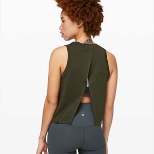 Olive green/dark grey Lululemon backless tank top size 2/XS